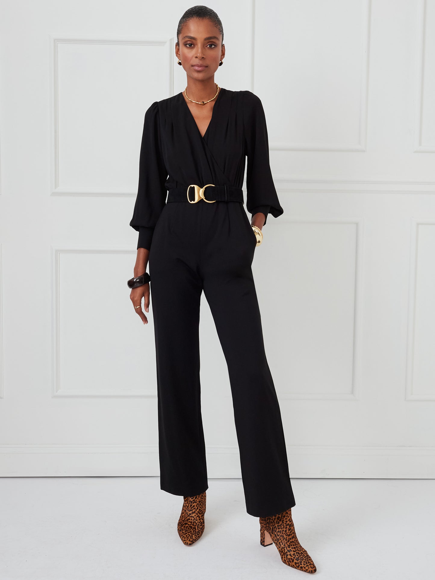 J.McLaughlin Vita jumpsuit in black made with rayon/nylon.