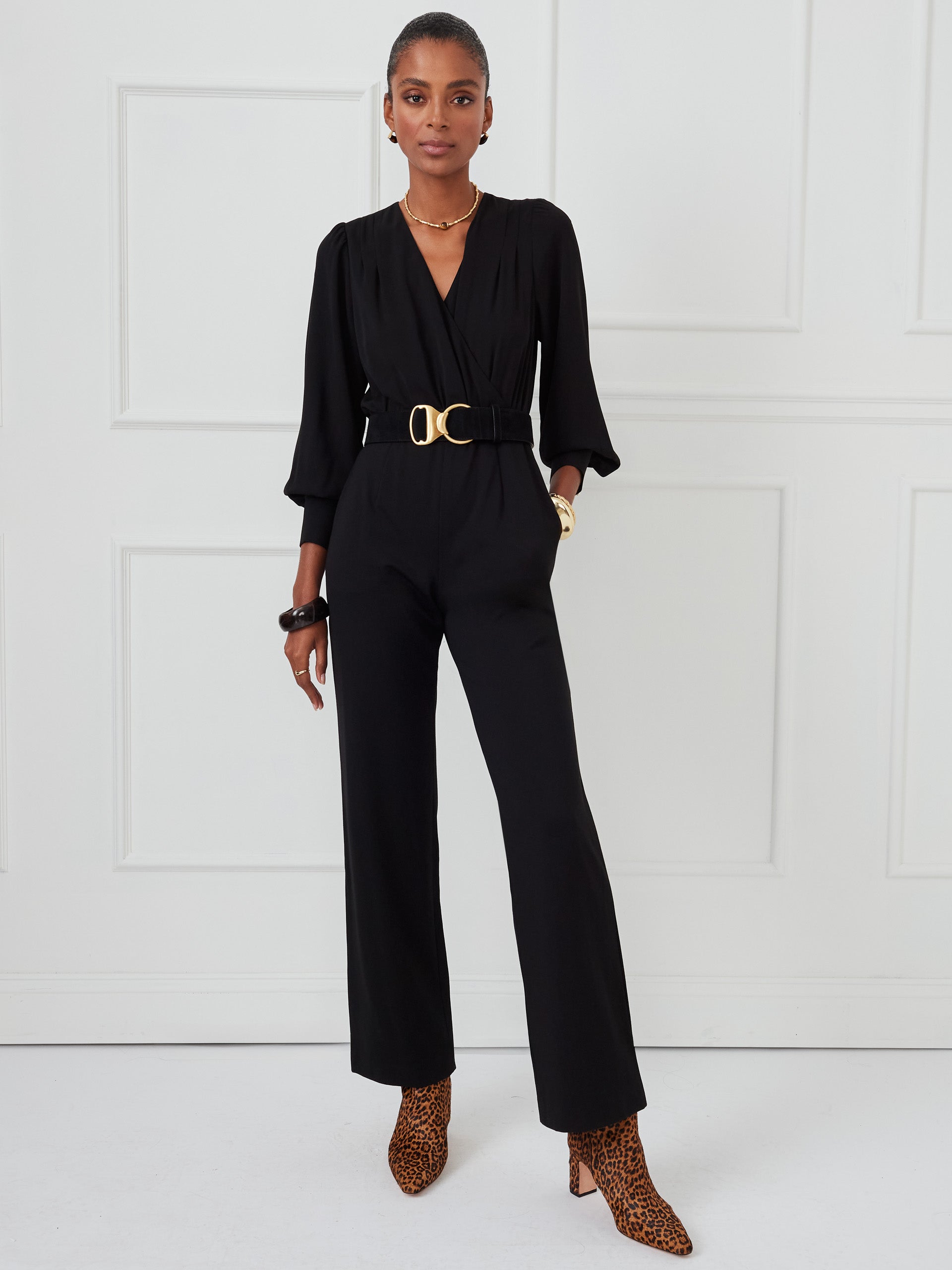 J.McLaughlin Vita jumpsuit in black made with rayon/nylon.
