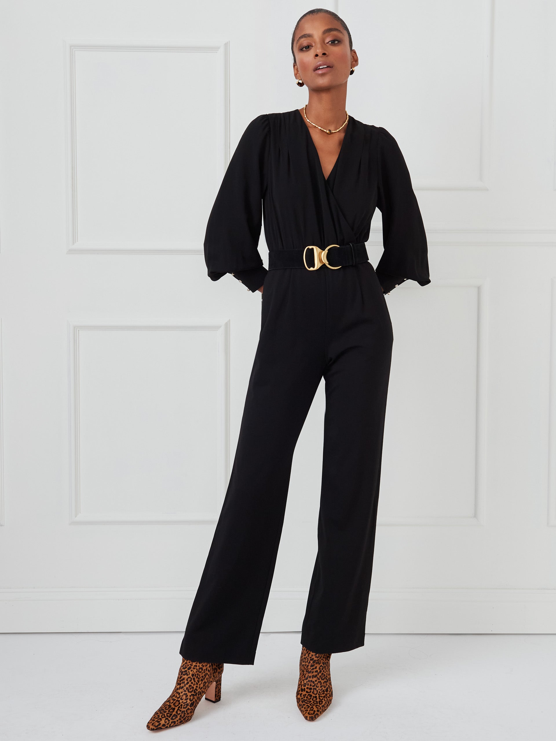 J.McLaughlin Vita jumpsuit in black made with rayon/nylon.