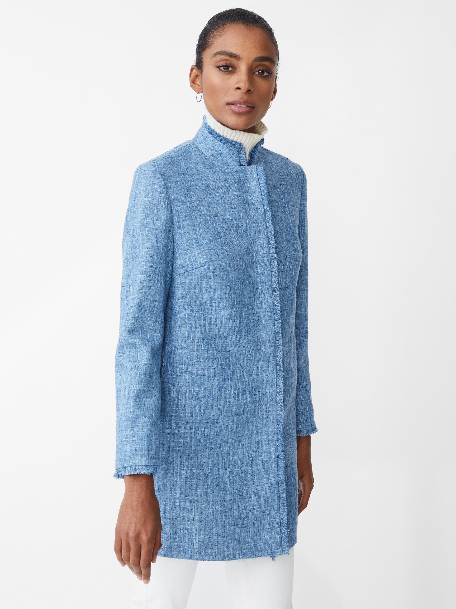 J.McLaughlin Walden coat in pacific blue made with polyester.