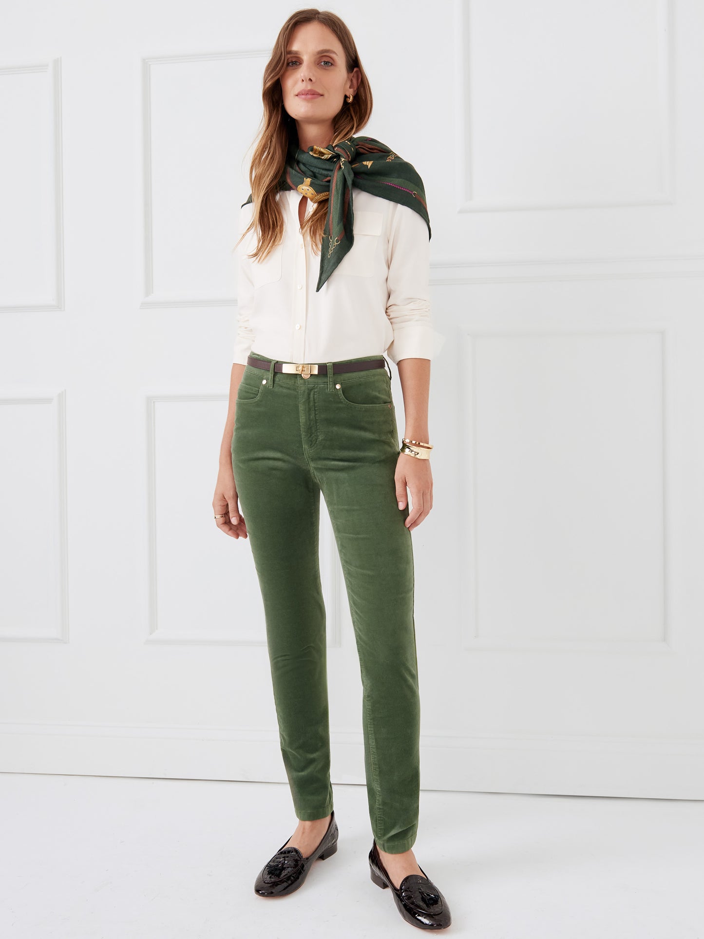 J.McLaughlin Watson pants in cypress made with velvet. 