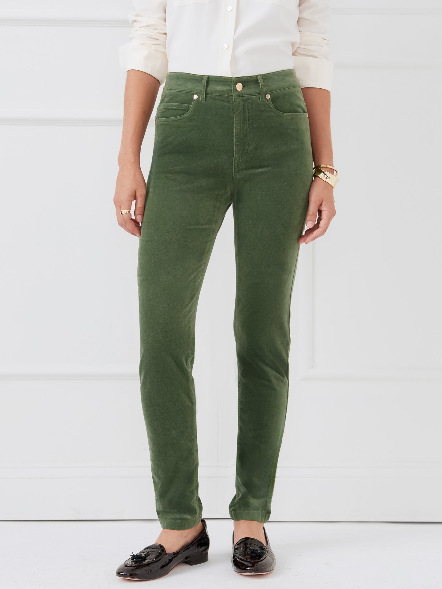 J.McLaughlin Watson pants in cypress made with velvet. 