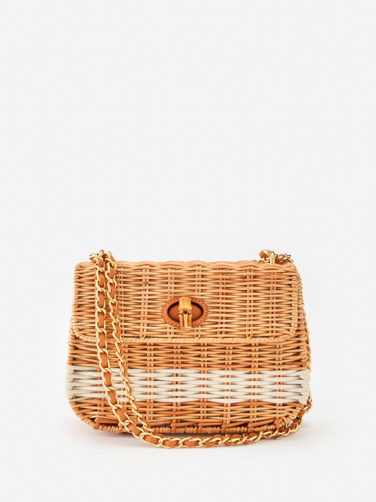 J.McLaughlin Waverly handbag in natural made with wicker.