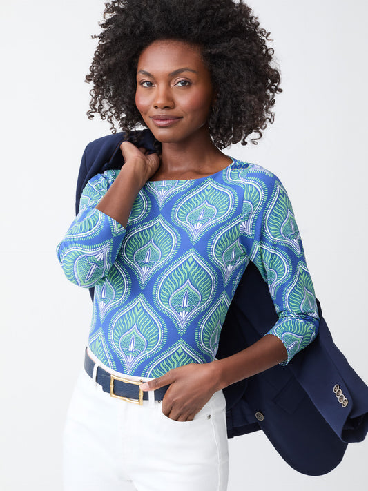 J.McLaughlin Wavesong tee in blue/green made with Catalina cloth.