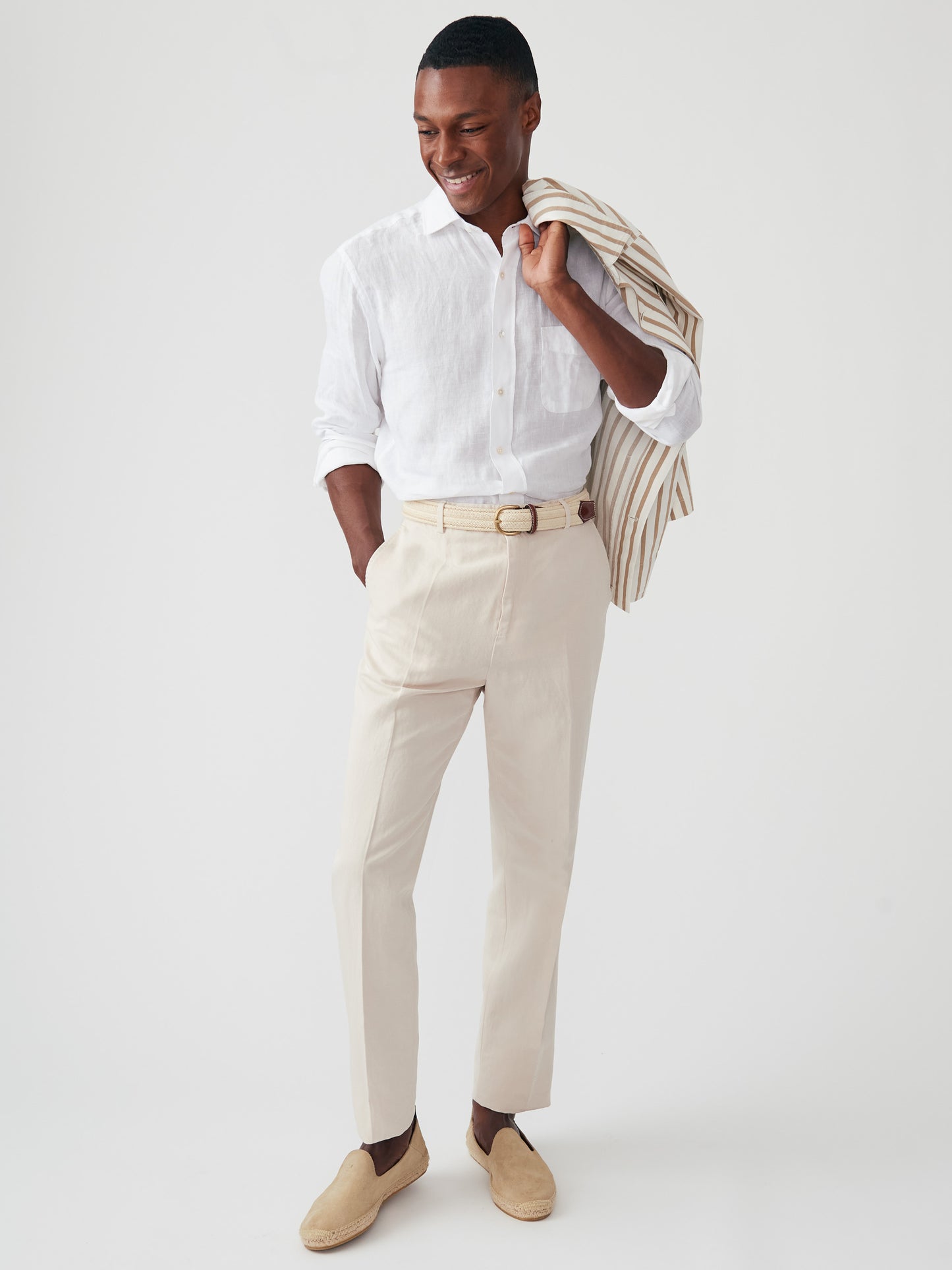 J.McLaughlin Oxford pants in stone made with cotton/linen. 