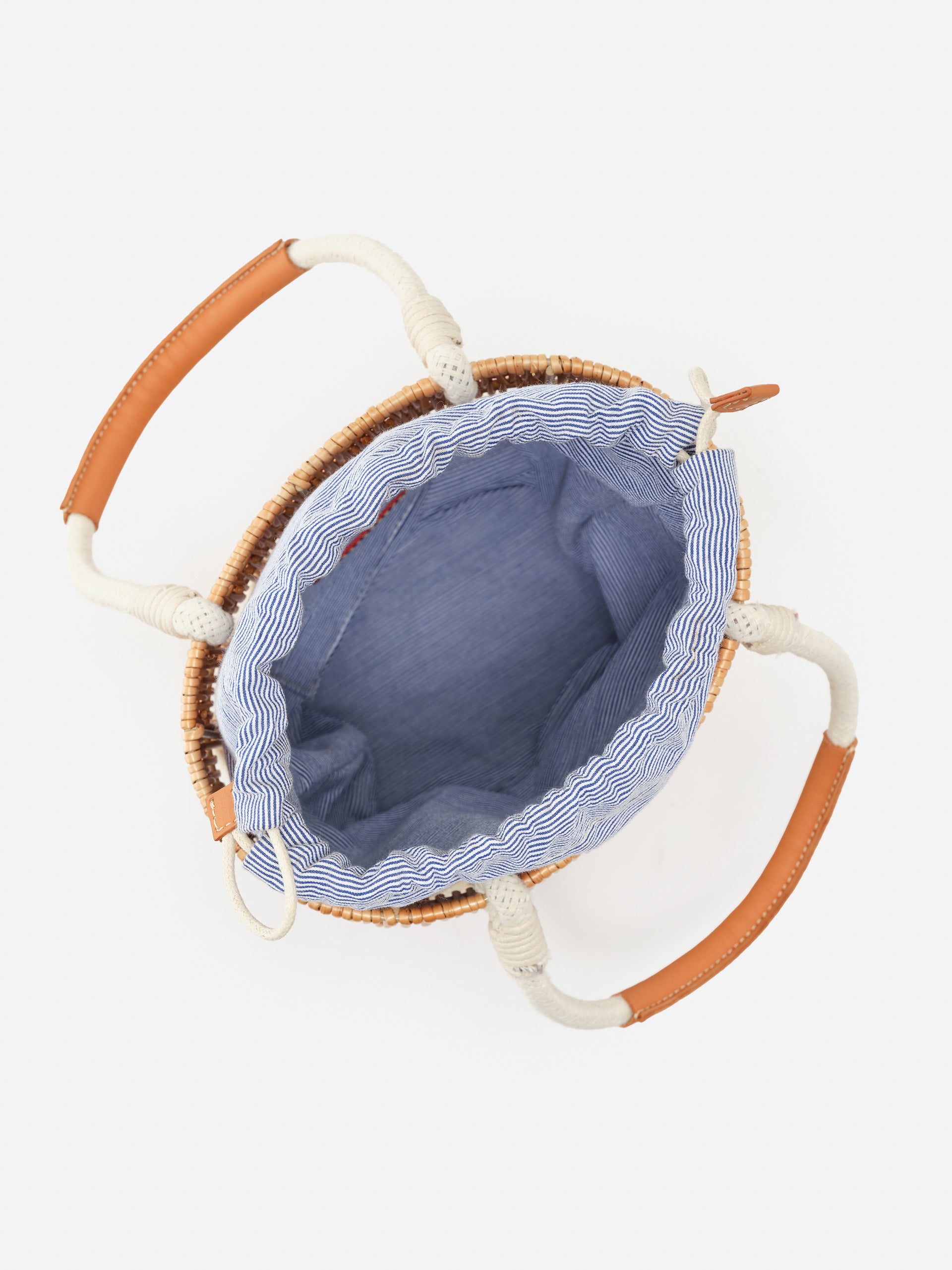 J.McLaughlin Caryl handbag in natural made with wicker.