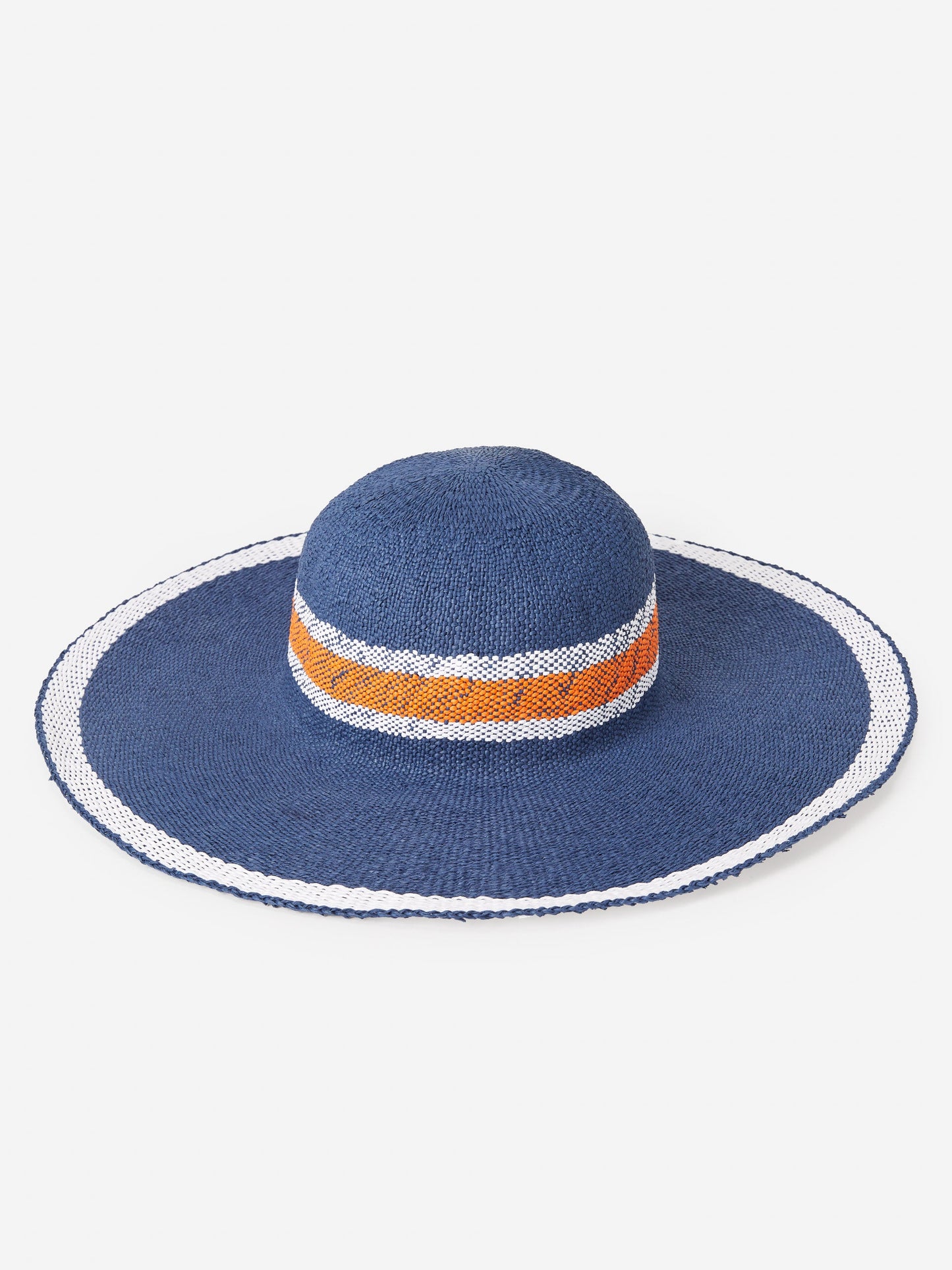 J.McLaughlin Willemstad hat in navy/orange made with straw.