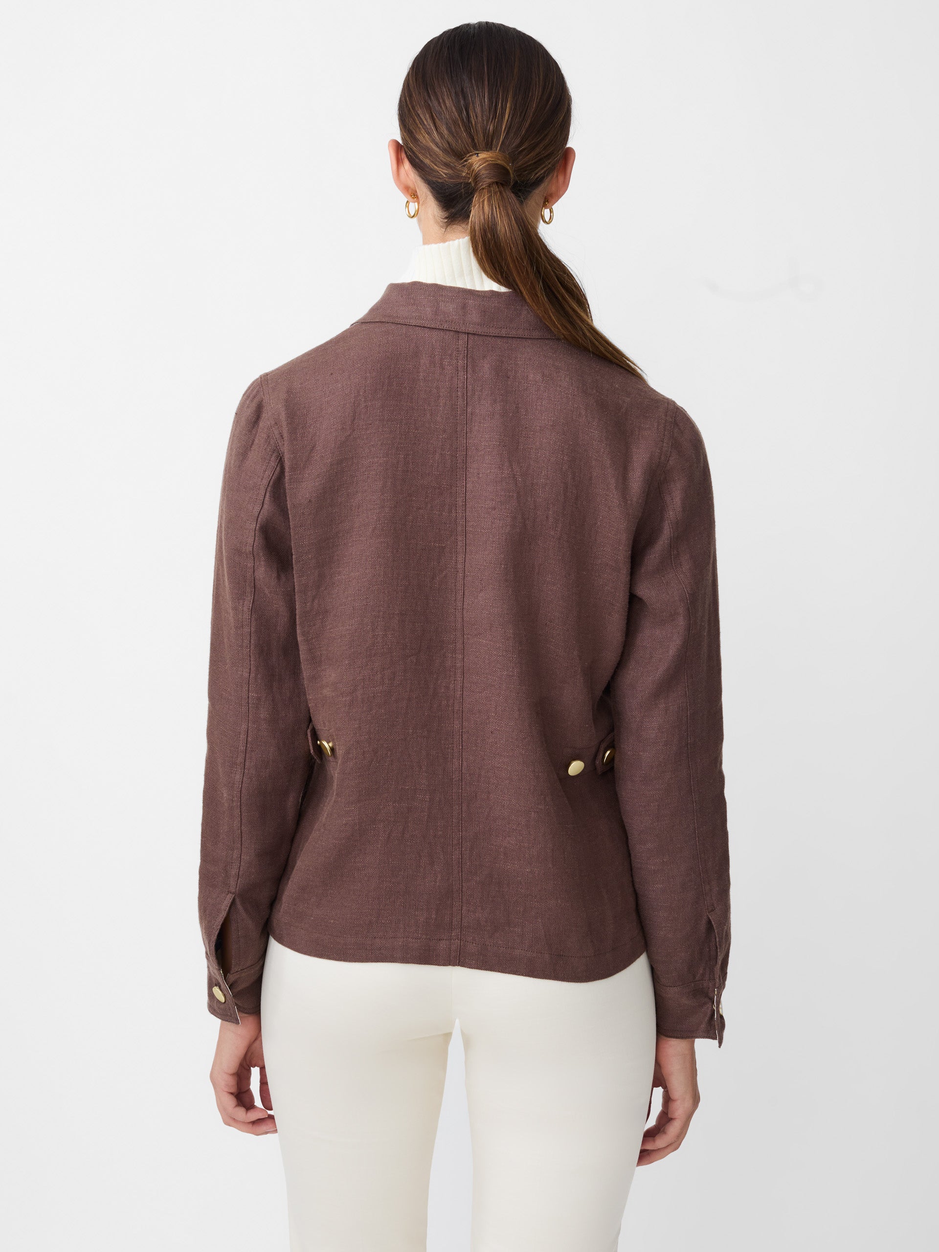 J.McLaughlin Willow Jacket in dark brown made with Linen. 