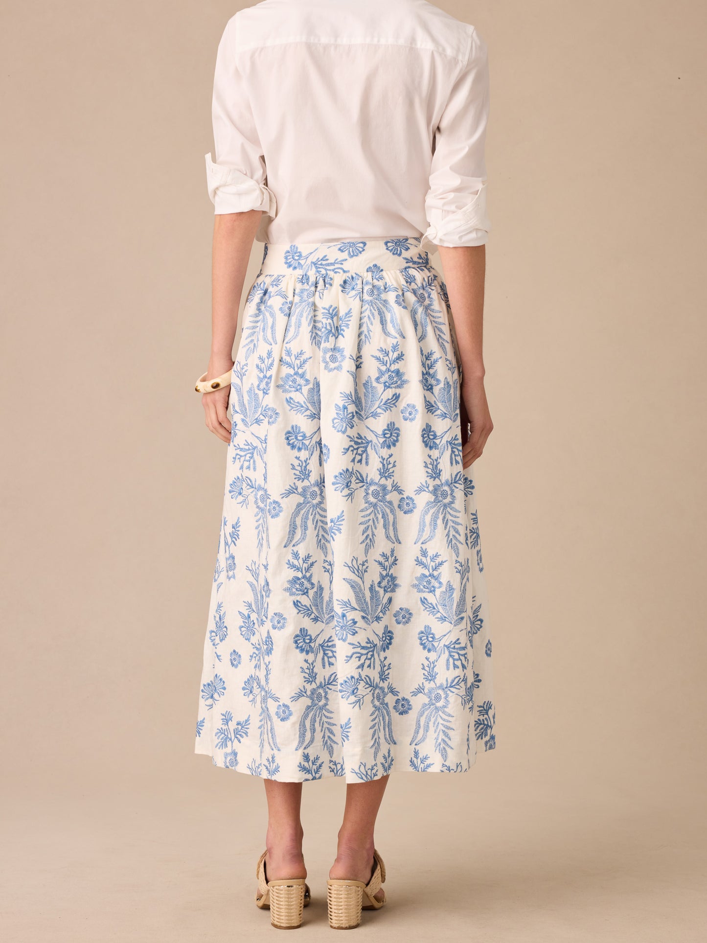 Winnie Linen Blend Skirt in Embroidery