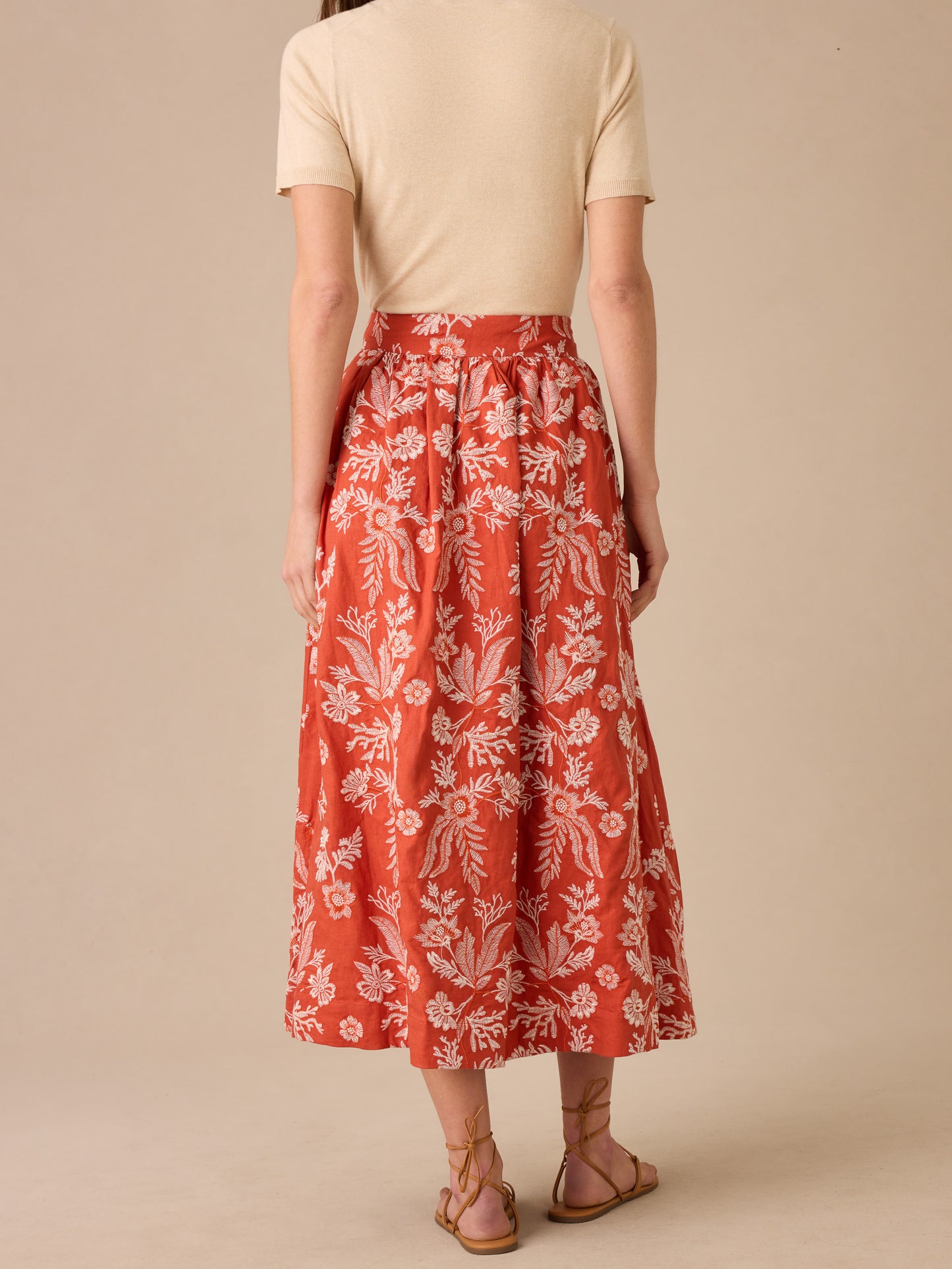 Winnie Linen Blend Skirt in Embroidery
