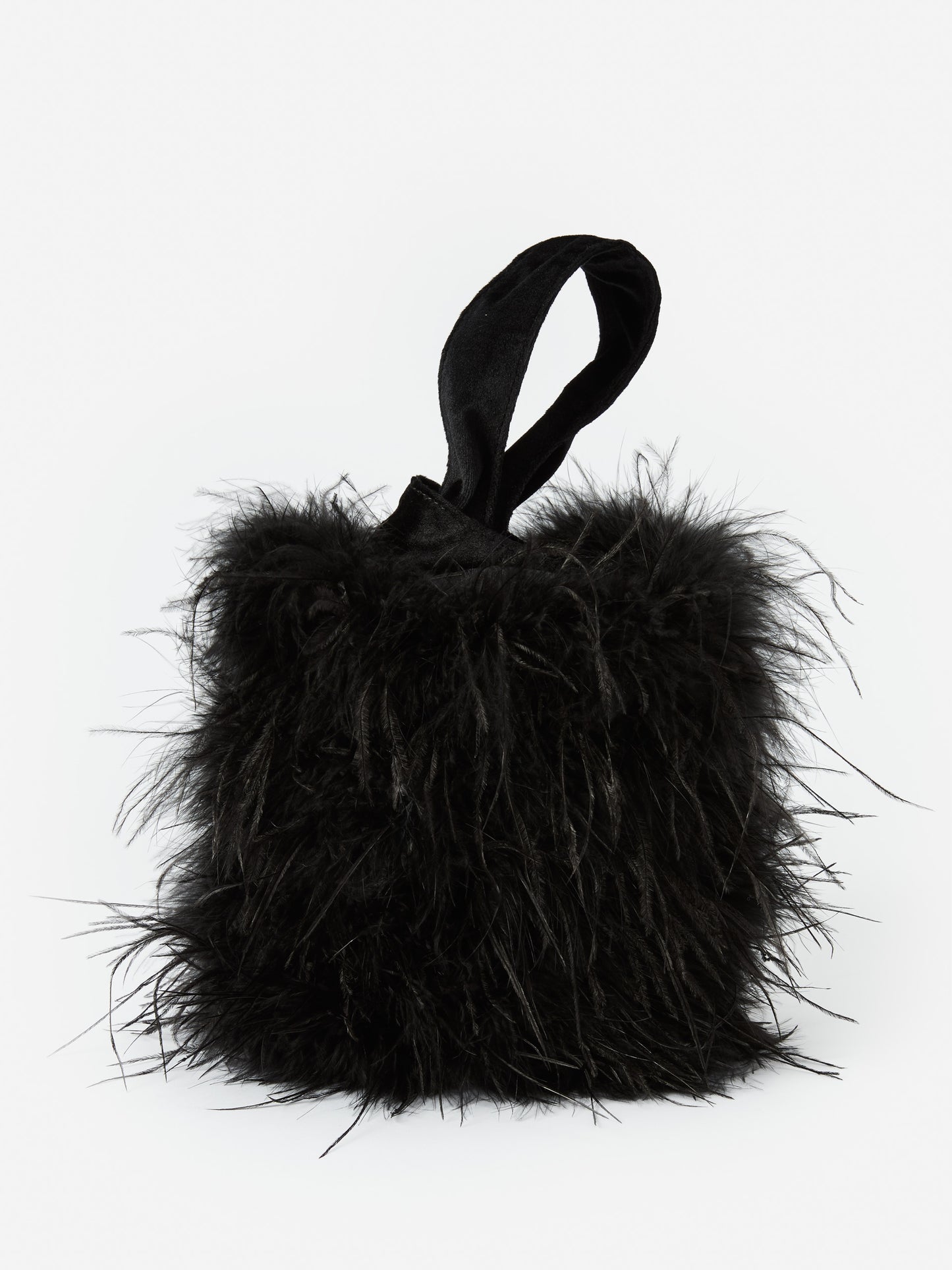 J.mcLaughlin Winona handbag in black made with ostrich feathers.
