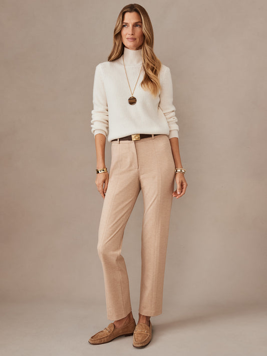 J.McLaughlin Ynez pants in heather sand made with bainbridge cloth.