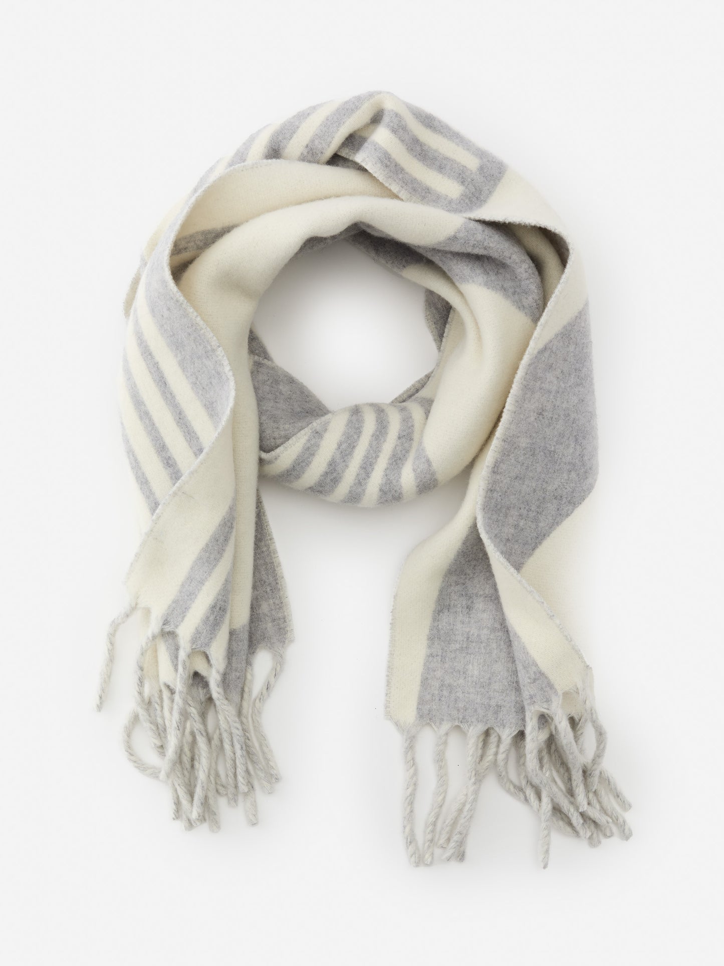 J.McLaughlin Yuna scarf in pearl gray/off white made with wool.
