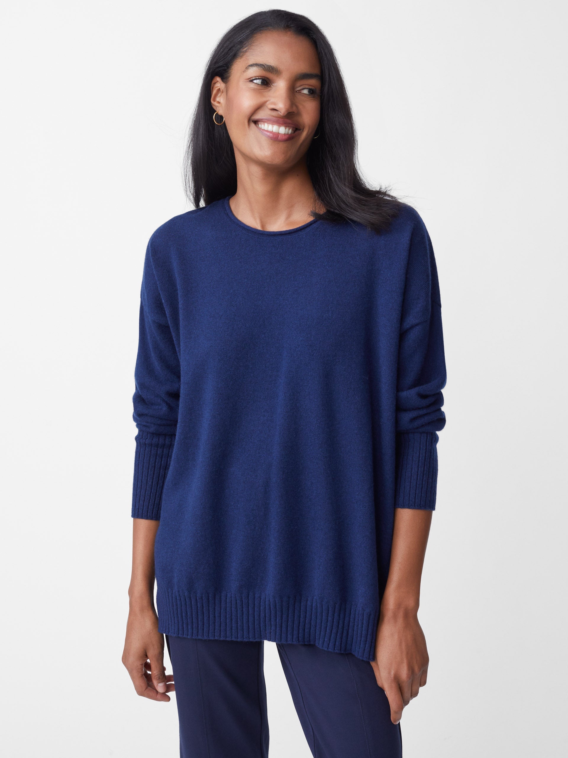 Classic Navy Solid Yvette Cashmere Sweater 