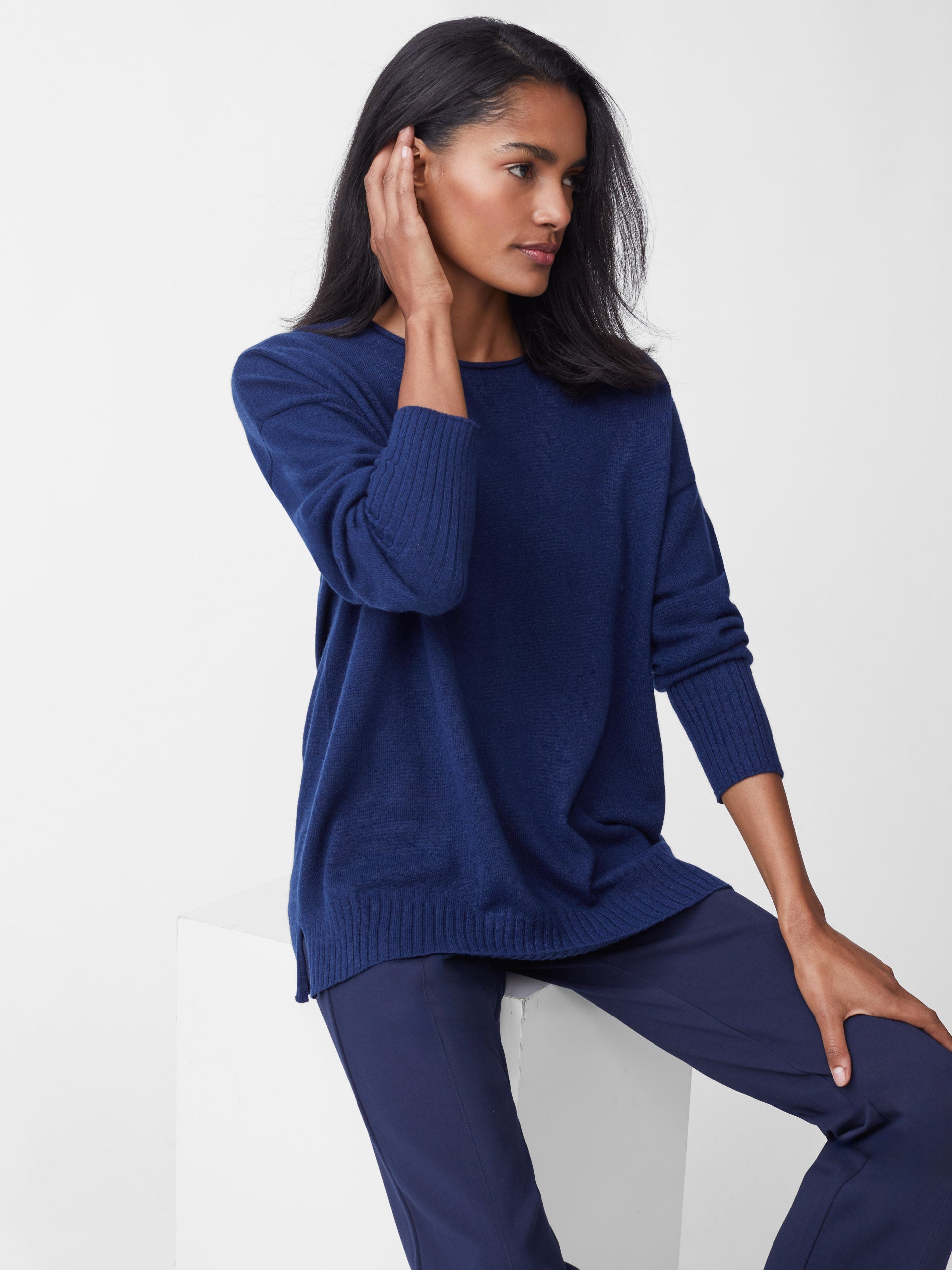 Classic_Navy Solid Yvette Cashmere Sweater | Women's Sweaters | J ...