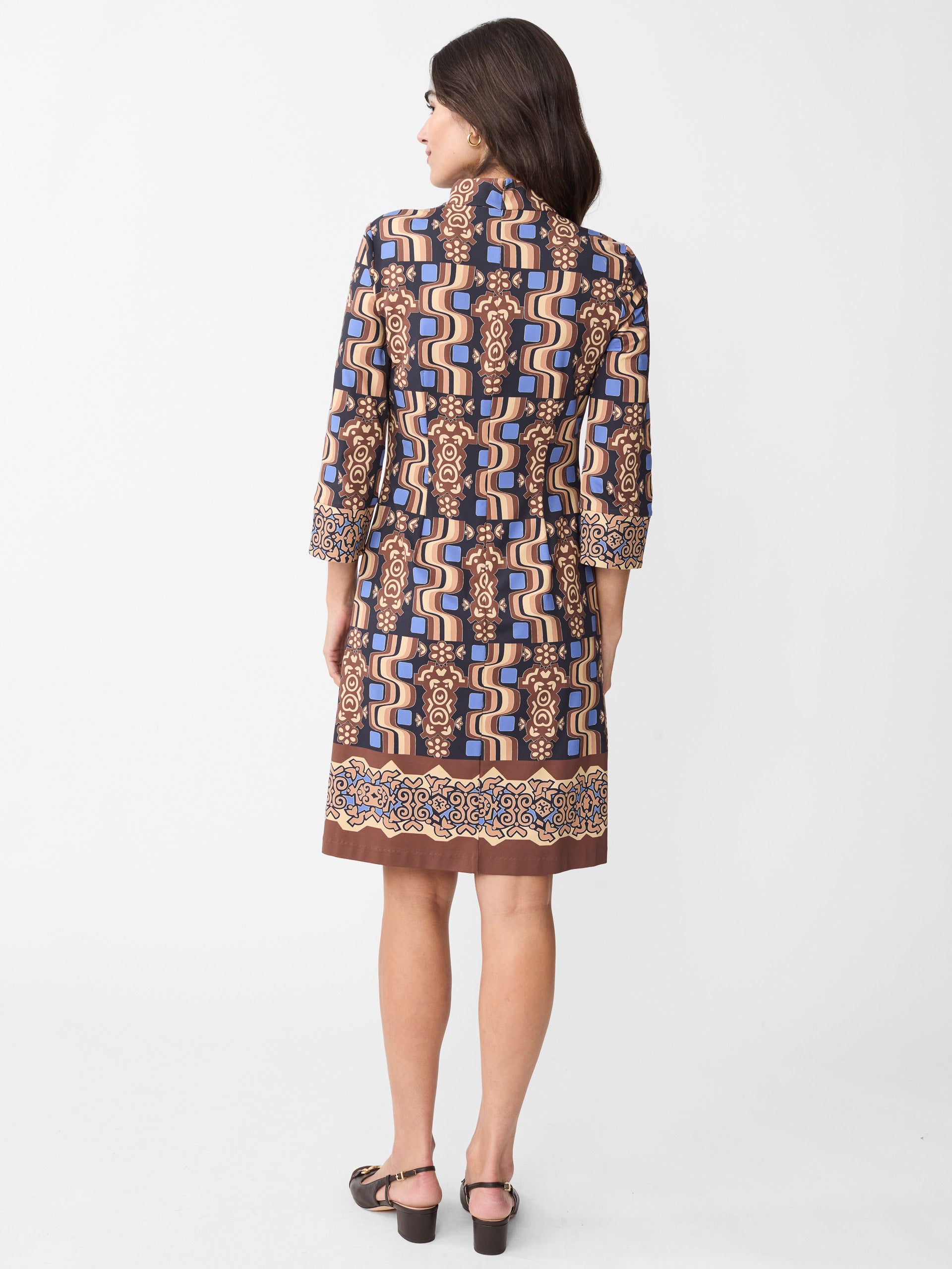 J.McLaughlin Zelda dress with brown/blue made with Catalina cloth.