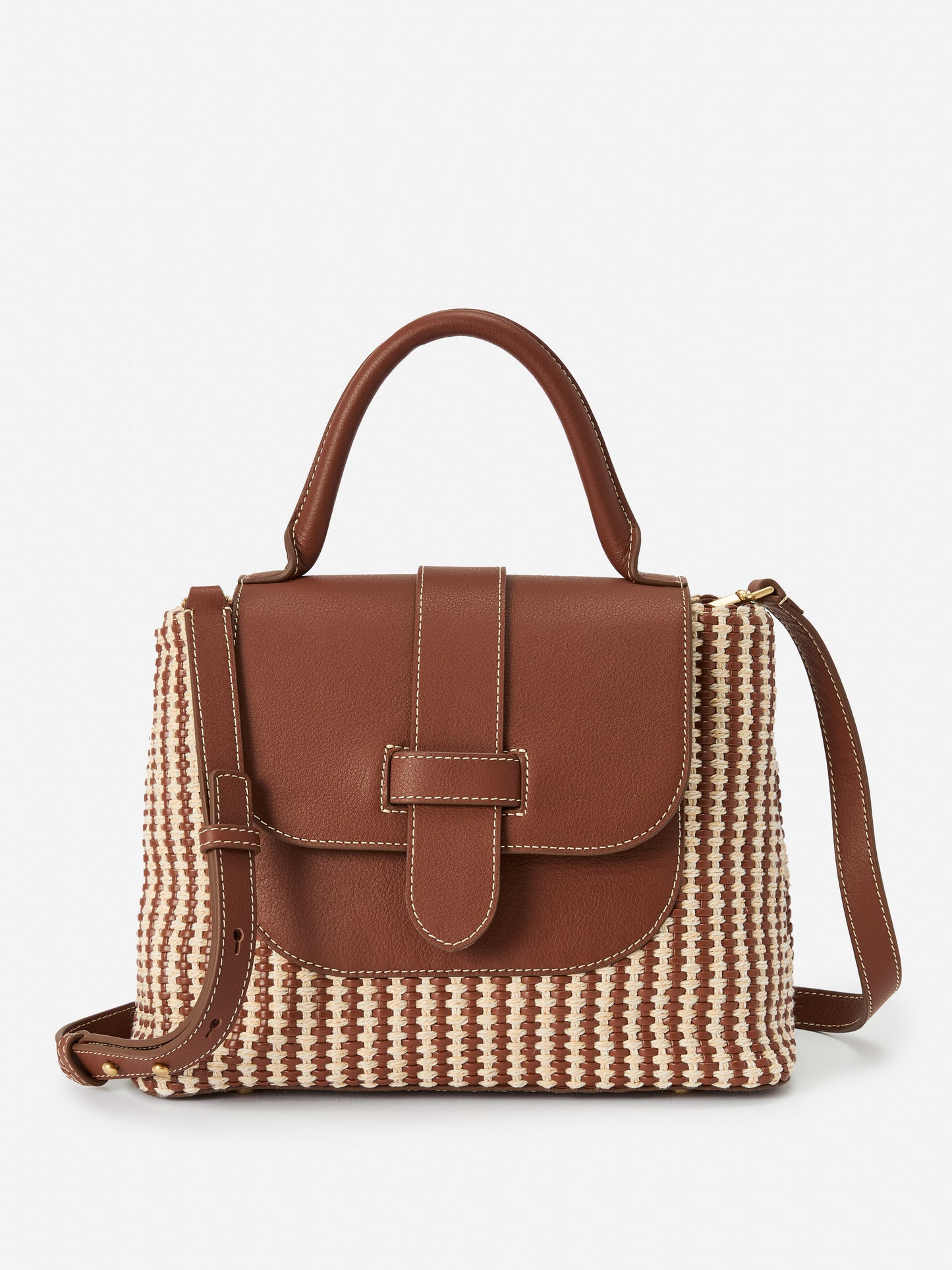 J.McLaughlin Zoey bag in natural/light brown made with leather. 