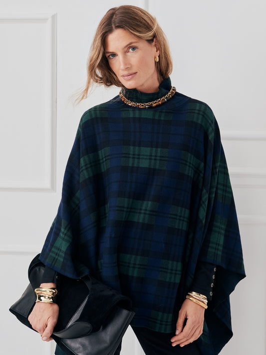 J.McLaughlin Zora poncho in navy/multi made with cotton/modal