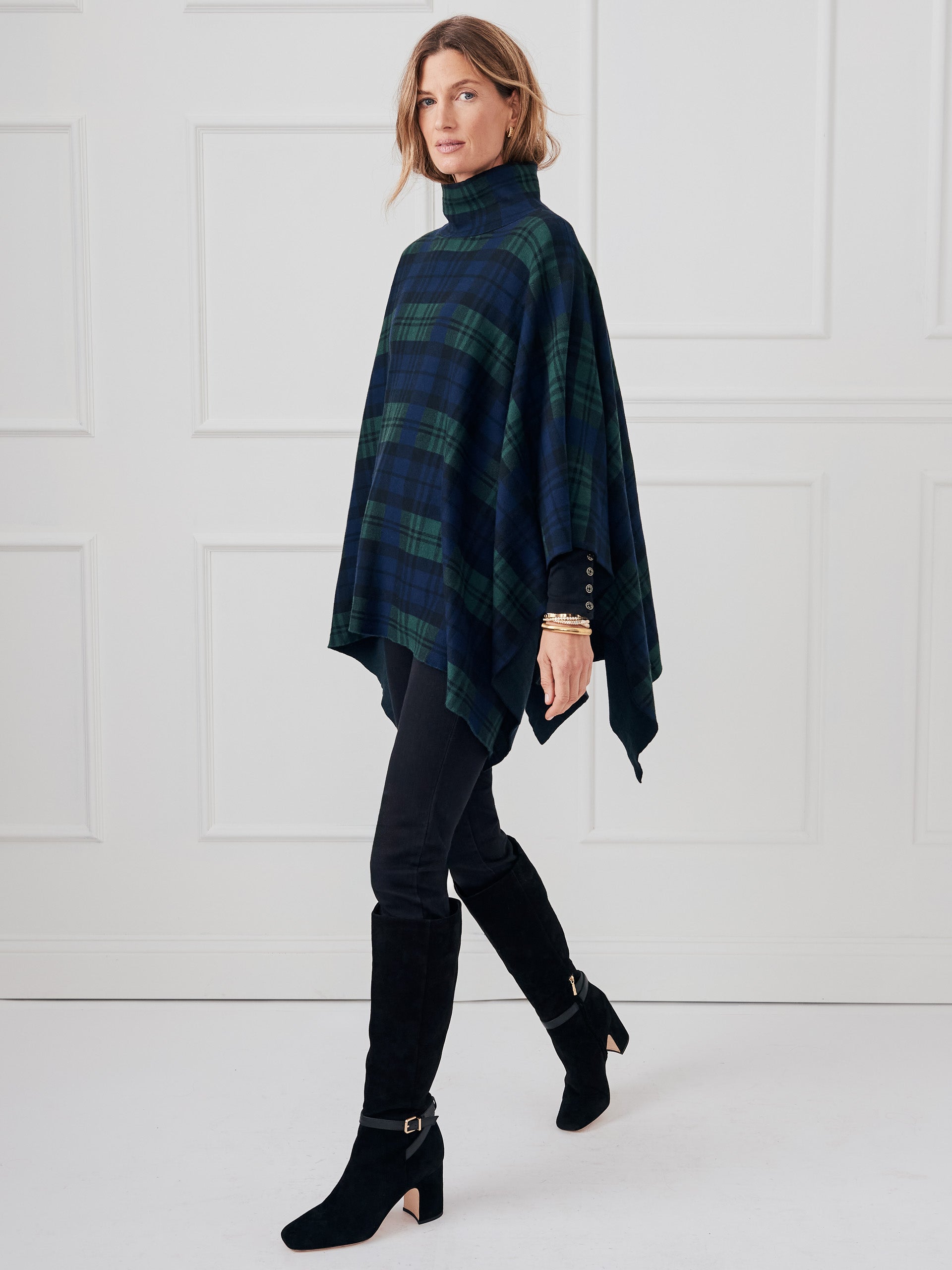 J.McLaughlin Zora poncho in navy/multi made with cotton/modal
